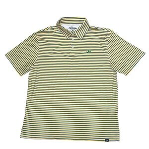 Draftkings Fairway Collection Polo Shirt Men Medium Green Yellow Striped Golf